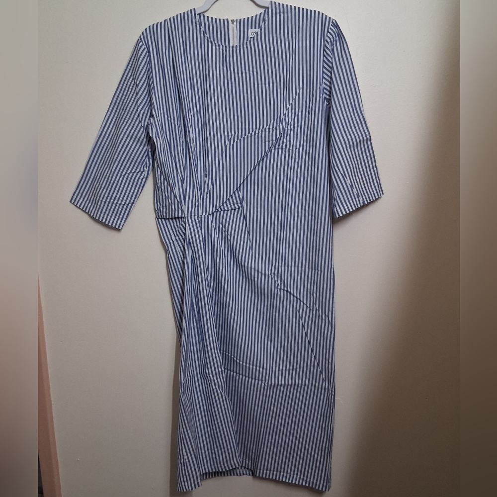 Colette Women's Nautical Dress Midi Blue Medium Waist Pleat Lightweight Korea